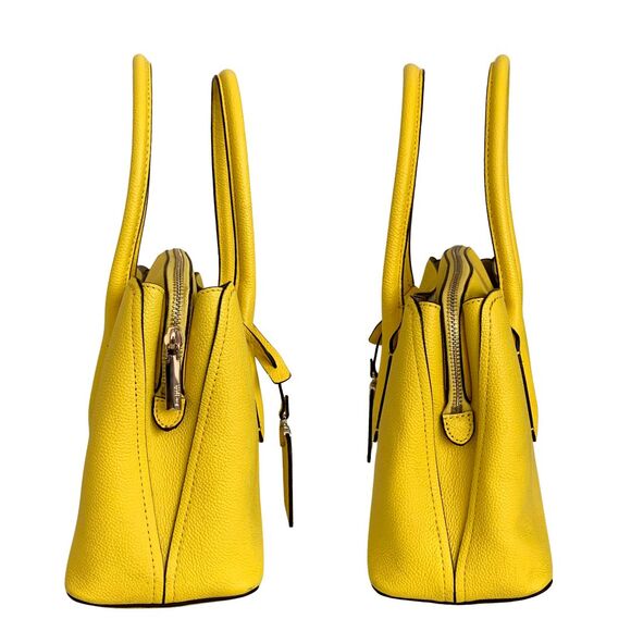 Kate Spade Yellow Pebbed Leather Satchel Crossbody Bag Medium - Picture 3 of 13